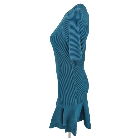Diane Von Furstenberg Adeline Avalon Teal Ribbed Asymmetrical Dress Medium New - Picture 6 of 8